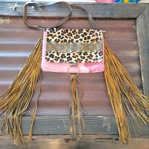 Keep It Gypsy Leopard Print & Pink Acid Wash Maxine Purse